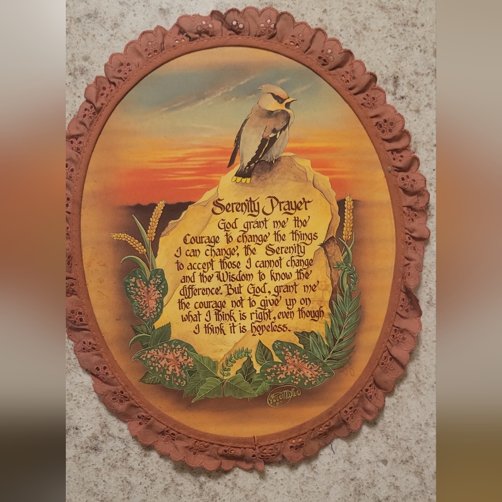 Serenity Prayer Wall Decor with Bird Design